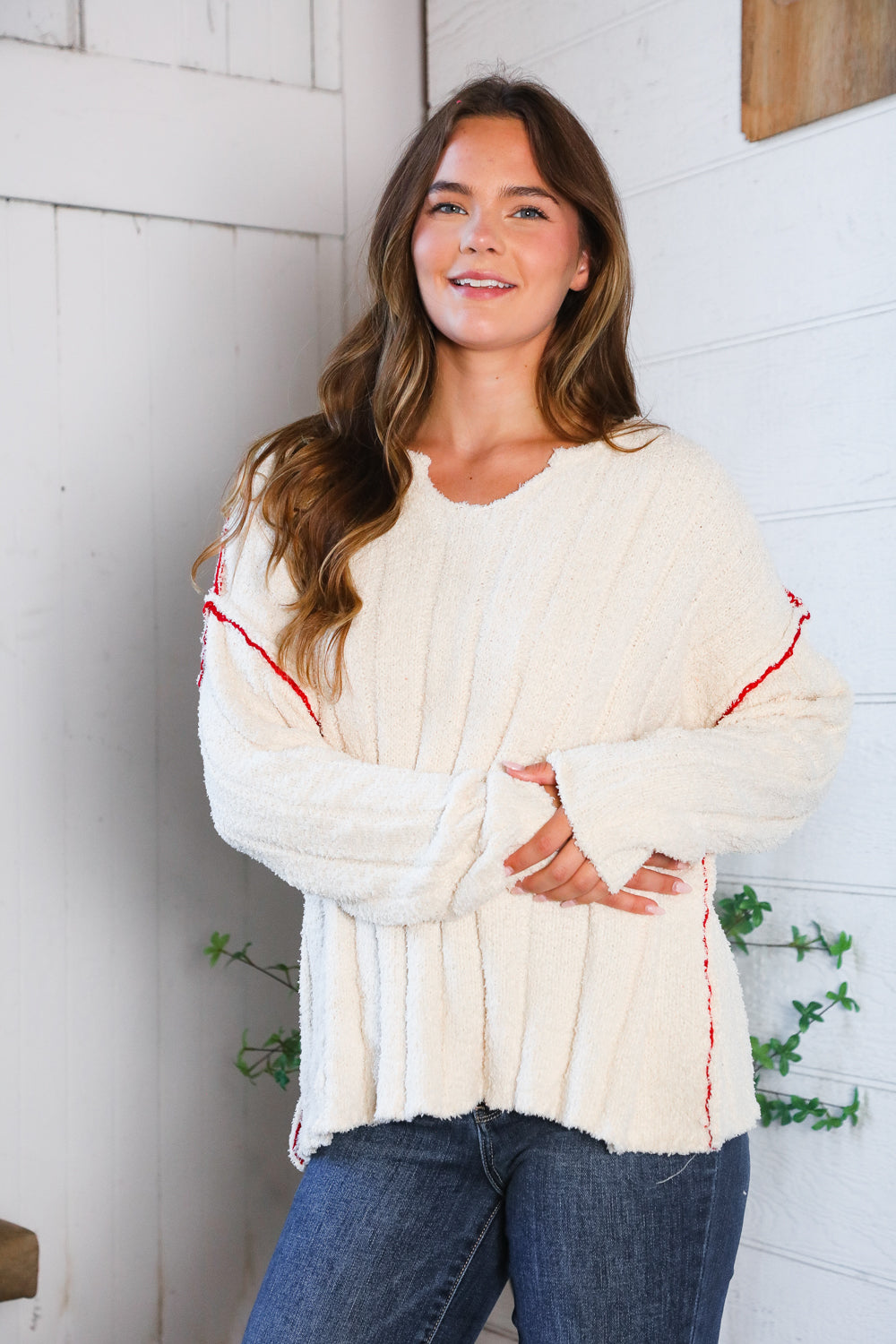 Snuggle Me Cream Thick Ribbed Sweater