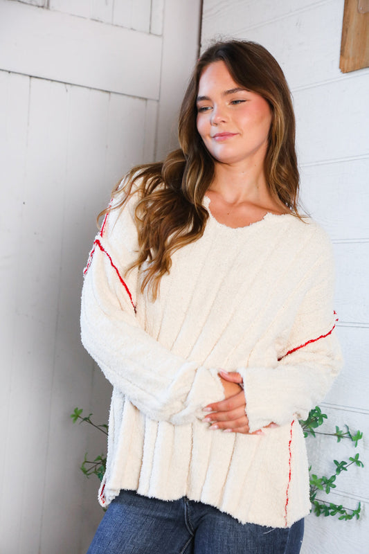 Snuggle Me Cream Thick Ribbed Sweater