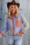 Lock Eyes Lilac Plaid & Ditzy Floral Color Block Shirt Top