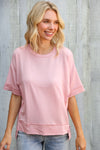Look My Way Blush Hi-Lo French Terry Outseam Pullover