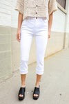 Judy Blue White Midrise Cuffed Hem Skinny Fit Capris
