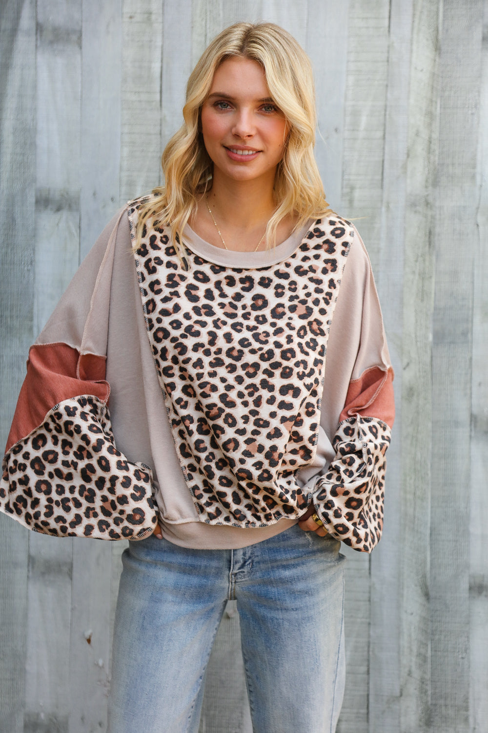 Roaming Free and Easy Leopard Reverse Stitch Sweater