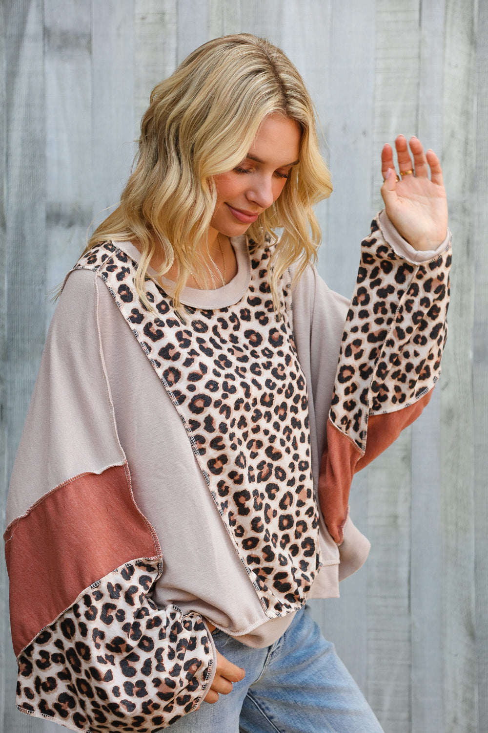 Roaming Free and Easy Leopard Reverse Stitch Sweater