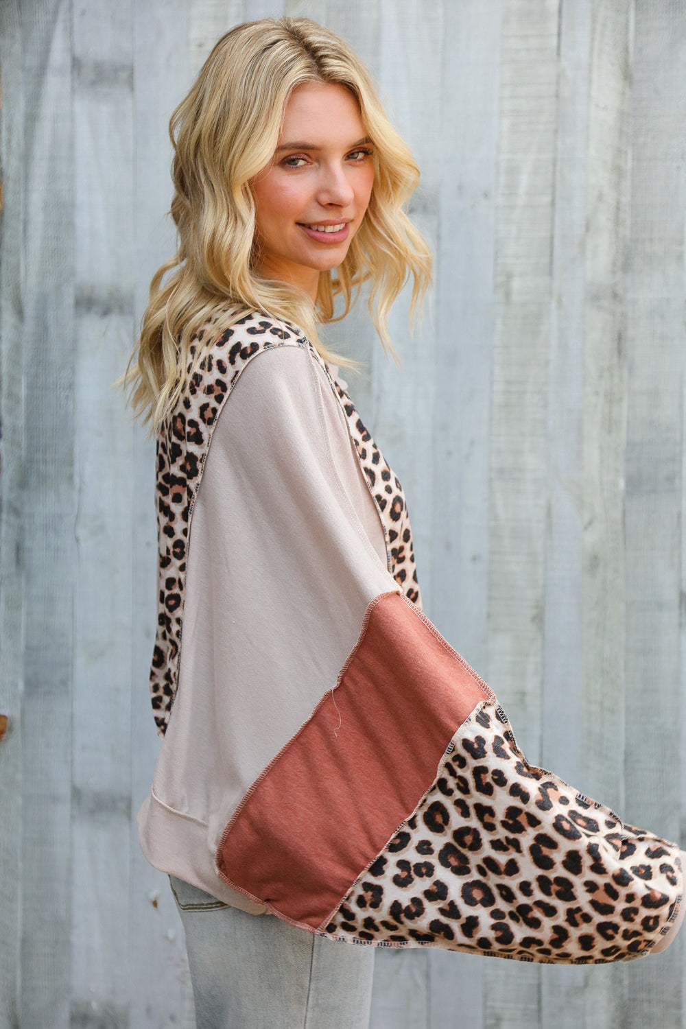 Roaming Free and Easy Leopard Reverse Stitch Sweater