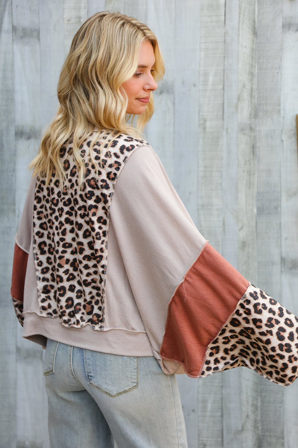 Roaming Free and Easy Leopard Reverse Stitch Sweater