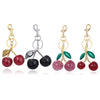 Delicious Crystal Red Pink Cherry Keychain Summer Fruits Cherries Pendant Keyring For Women Men Jewelry Bag Key Accessories Gift