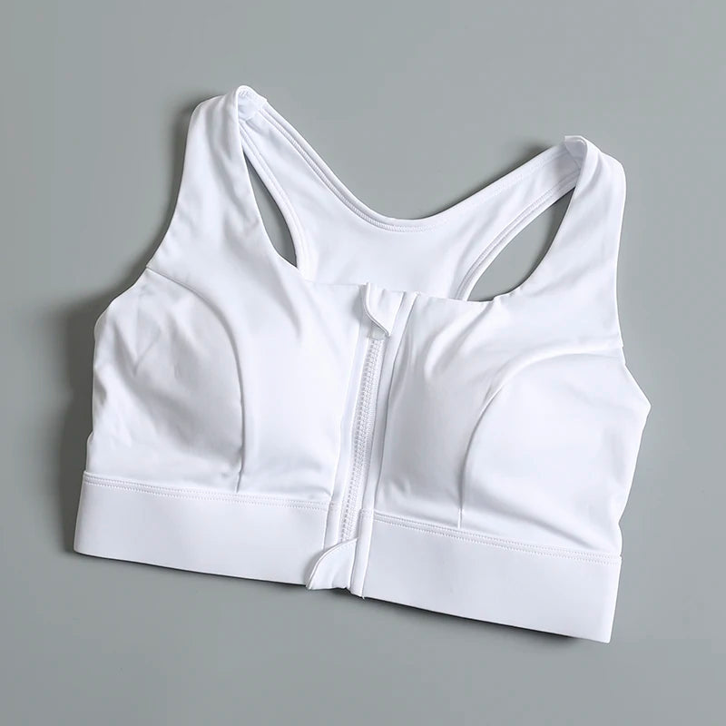 High-intensity front zipper sports underwear for women shock-proof running fitness bra shock-absorbing high-intensity support