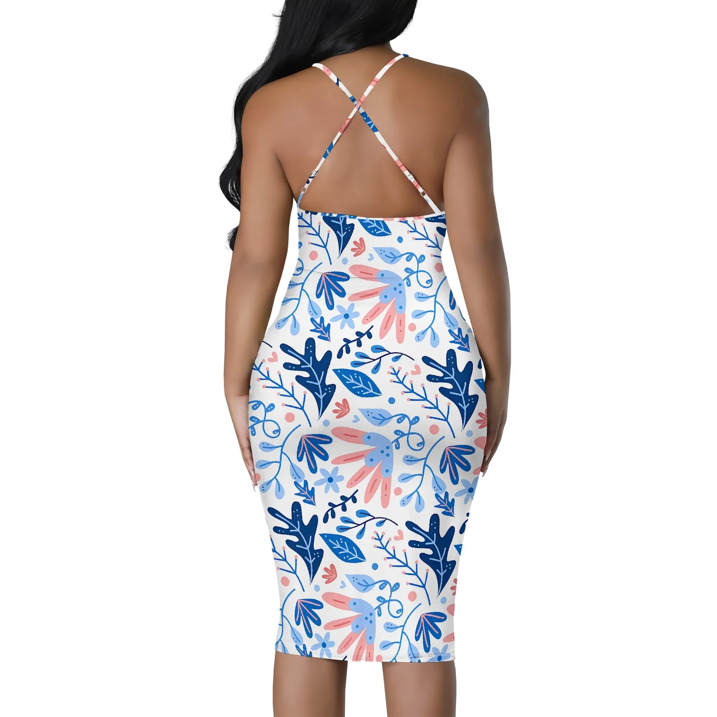 Women's clothing 2025 spring/summer new custom casual loose floral print hollow suspender dress