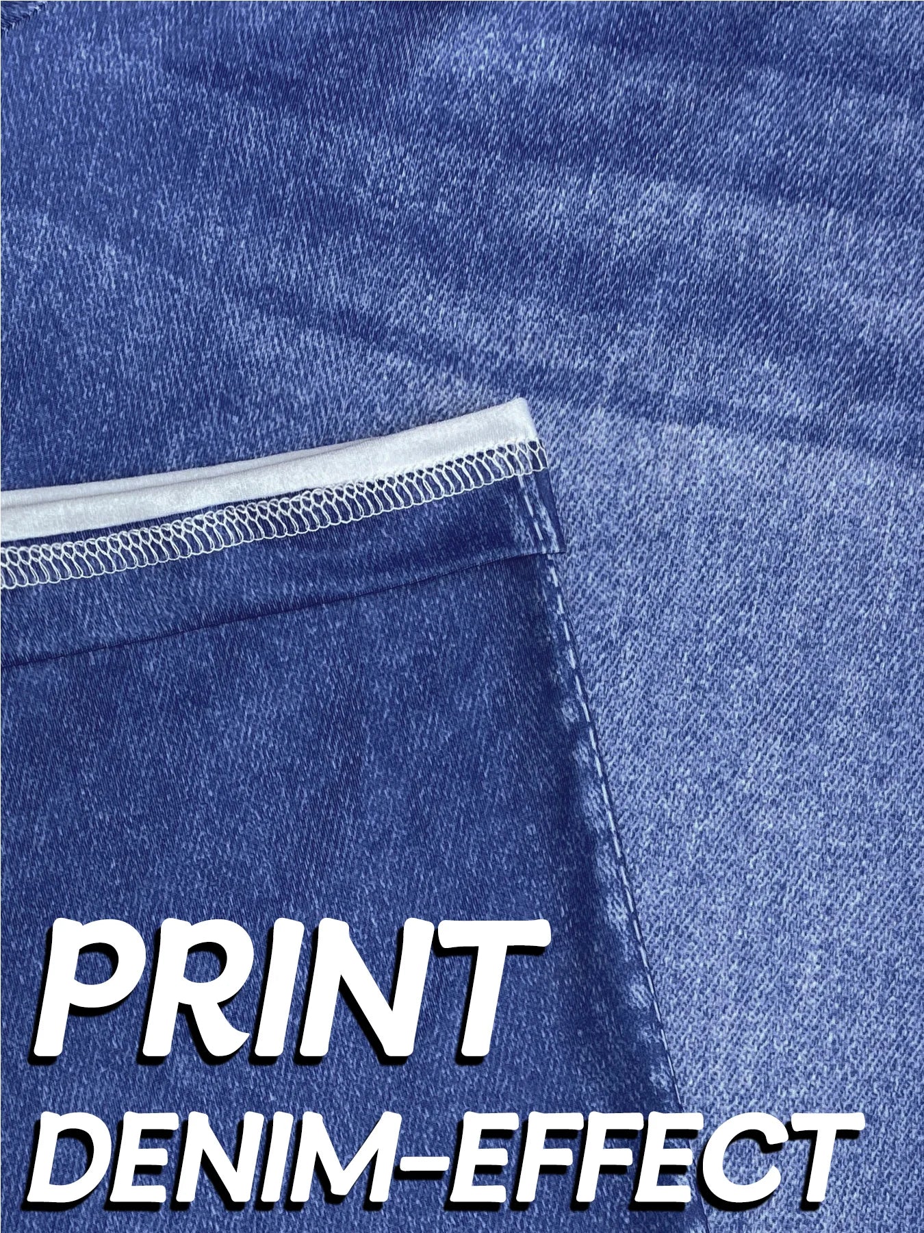 Plus Size Women's Pants Loose Imitation Jeans Printed Wide Leg Trousers High Elastic Casual Bottoms Vintage Female Clothing