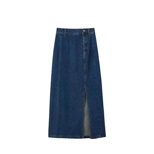 Retro Hong Kong Sle High Waist Slim Fit Denim  Skirt Women's Summer plus Size Mid-Length Bodycon Skirts Autumn