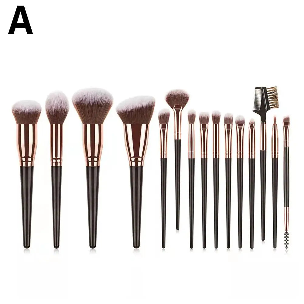 15pcs Professional Make Up Brushes Foundation Loose Powder Blush Face Contour Brush Champagne Gold Makeup Tools 1 Set