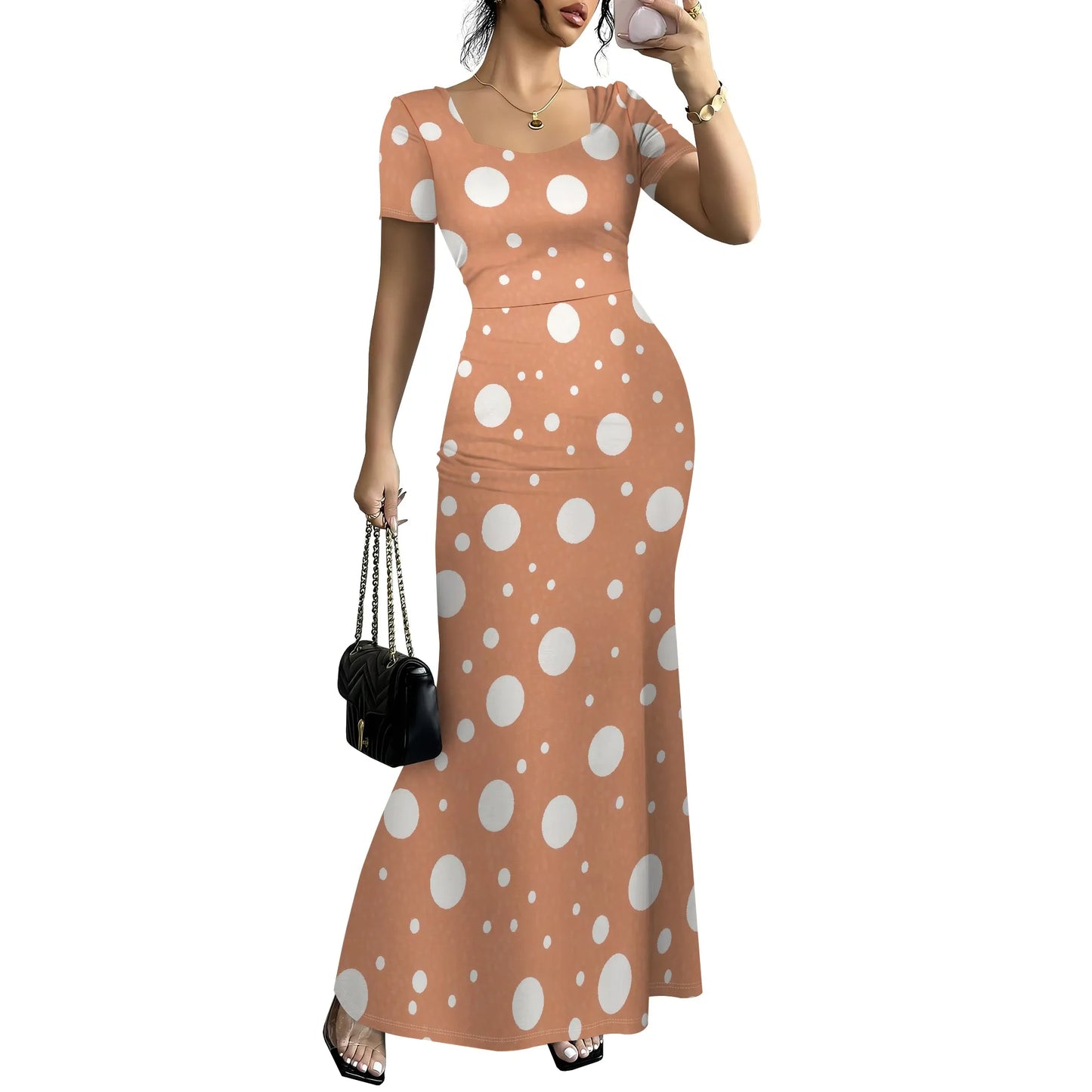 Women's Long Bodycon Dress - Summer Casual Short Sleeve Midi Club Party Fitted Tight Dresses