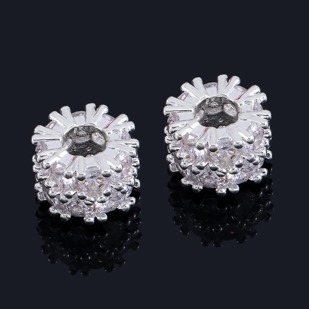 5pcs Metal Zircon Copper Snowflake Spacer Beads Bracelets Barrel Spacers Beads Accessories Necklace Jewelry Making Components