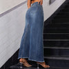 Benuynffy Vintage Hip Wrap Mermaid Hem Denim Skirt Women's 2025 Spring Summer High Waist Y2k Casual Raw Hem Jean Long Skirts