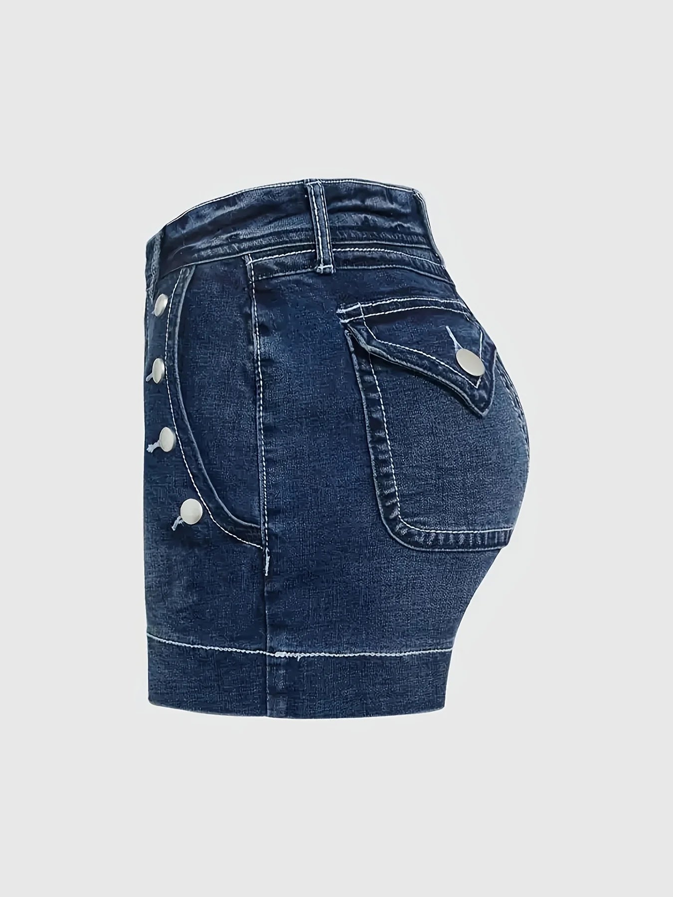 Summer New Women Korean Denim Shorts Pants Lady Mid-Waist Elastic Slim Fit Hot Pants Female Sexy Deep Blue Hip Wrapping Jeans