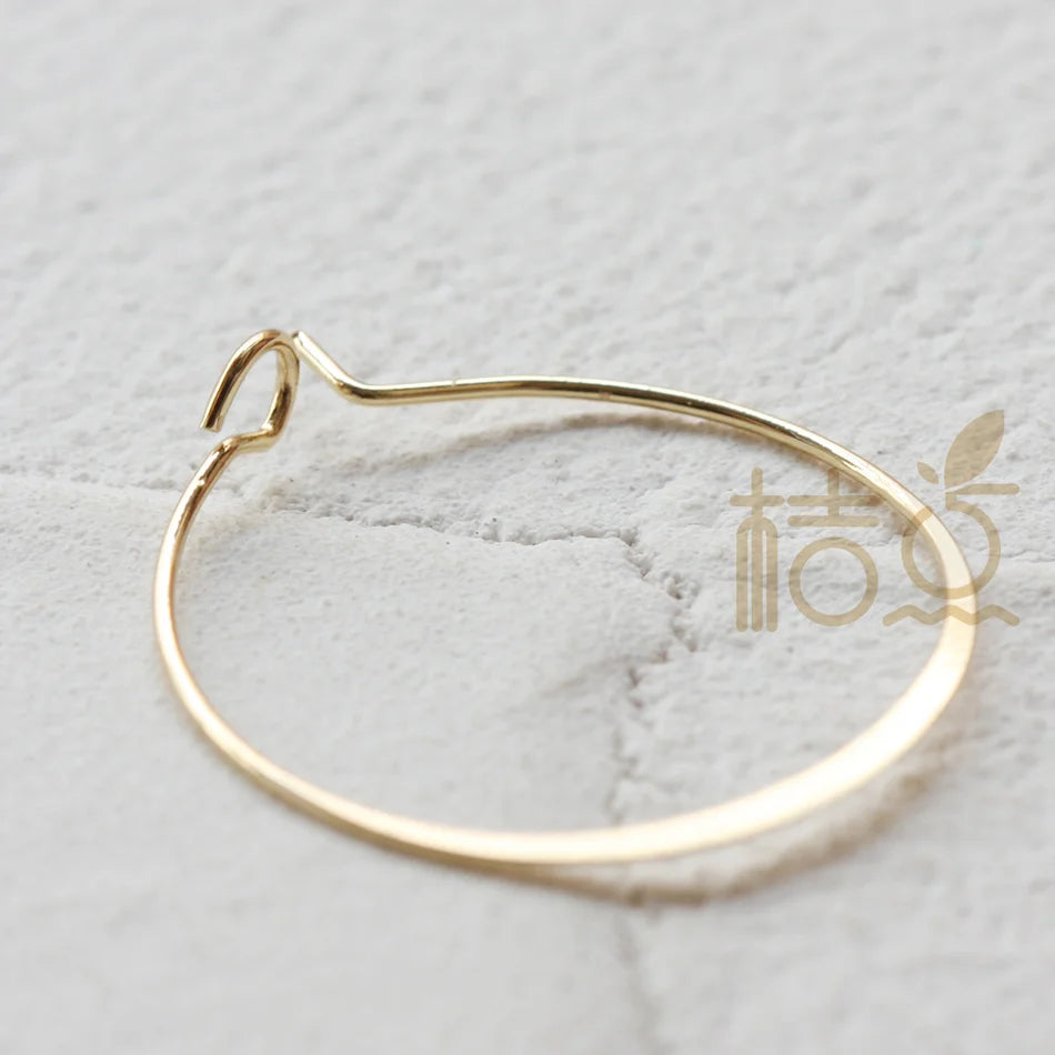 Premium Plated Solid Brass Round Hammered Earring Finding - Earring Hook - Earring Hoop 25x0.7mm (4305C)