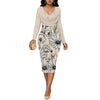 Womens Midi Dresses Church Dresses Long Sleeve Bodycon Cowl Neck Pencil Dress