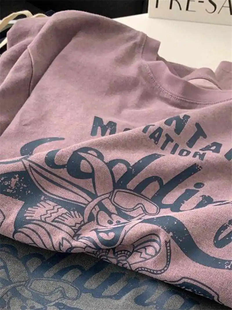 Summer Leisure Short Sleeves For Women Cartoon Pattern Round Neck Plus Size Tops Loose Commuting All Match T-shirts