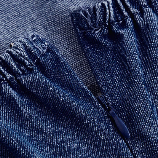 Fresh and Sweet Ladies Denim Slim-fit Halter Dress. Summer New Girlish Wind Casual Lovely Solid Color Denim Patchwork Dresses