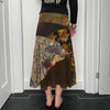 BIIKPIIK Vintage Floral Printed Boho Mesh Skirts For Women Spring Summer Casual Elegant Patchwork Maxi Skirts Y2K Retro Bottoms