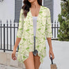 Women's Lightweight Thin Floral Print Half Sleeve Blouse Shirts Coat Cardigan Retro with Pocket