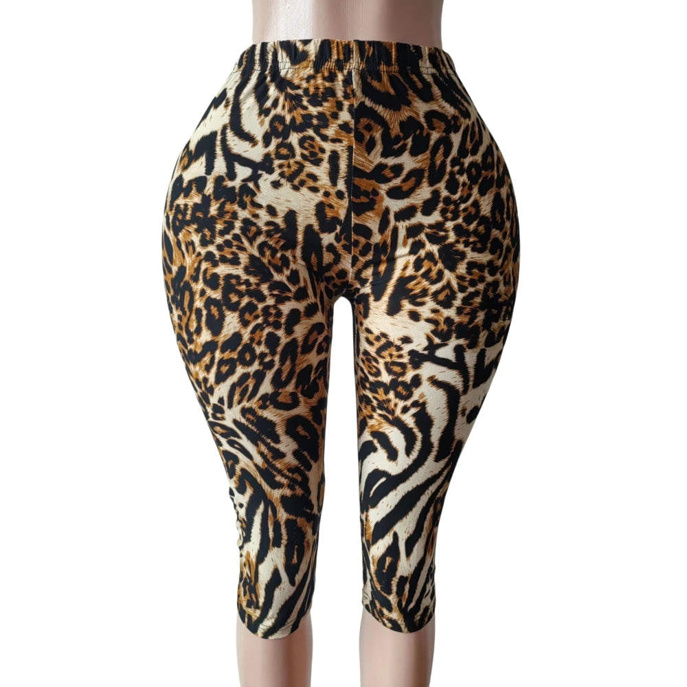HLJ&GG Fashion Leopard Printing High Waisted Skinny Shorts Women Elastic Waist Slim Shorts Summer New Female Bottom Streetwear