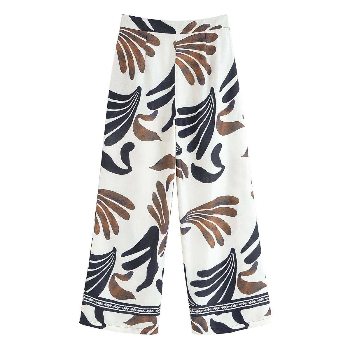 European and American style 2025 new print retro mid-waist wide-leg casual pants