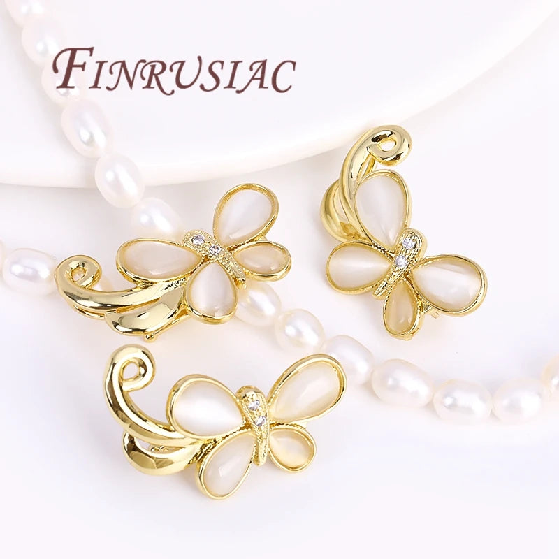 18K Gold Plated Brass Butterfly Clasps For Jewelry,Fasteners For Bracelets,Necklace Clasp Findings,DIY Jewelry Accessories