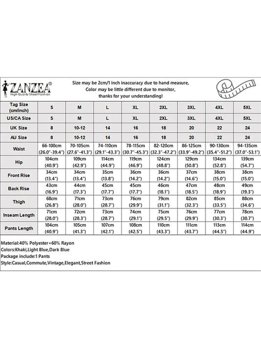 ZANZEA Women Denim Wide Leg Pants 2025 Casual Pockets Elastic Waist Long Pants Fashion Pleated Lace-up Trousers Loose Bottoms