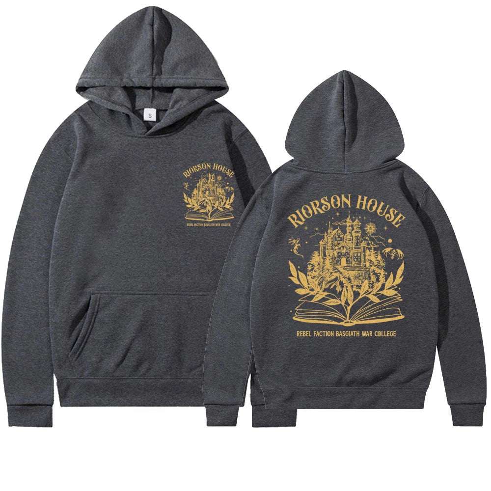 Fourth Wing Hoodie Riorson House Hooded Sweatshirt Iron Flame Basgiath War College Shirt Trendy 2Side Print Golden Dragon Hoodie