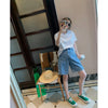 plus Size Denim Wide Leg ort Pants Women Summer New Design Loose Slim Straight Five-Quarter Trendy Blue Jeans Casual orts