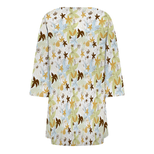 Women's Half Sleeve Thin Floral Print Lightweight Blouse Shirts Coat Cardigan Delighted with Pocket