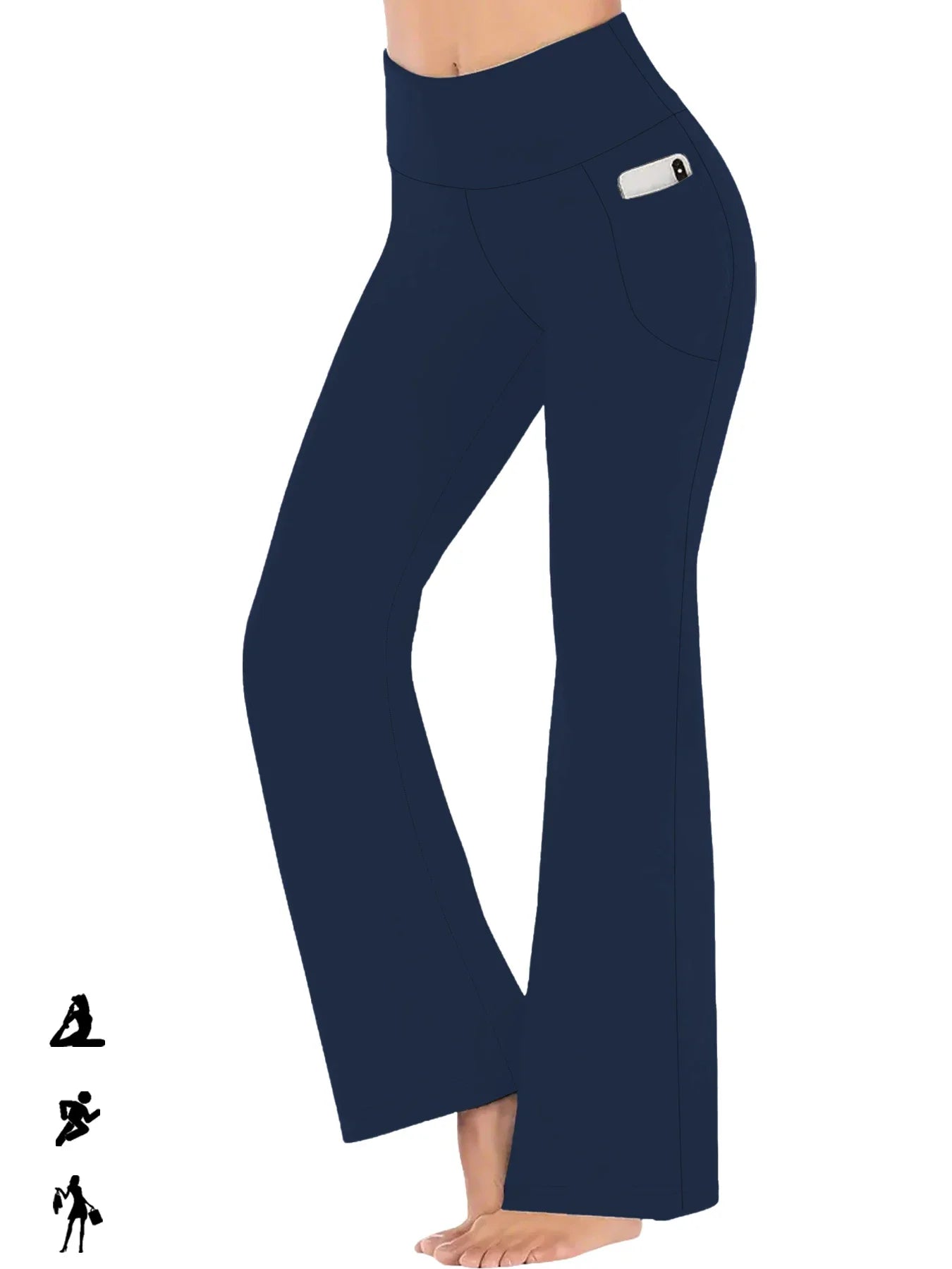 Women's Super Soft Flare Pants with Pockets High Waisted Tummy Control Workout Yoga Push Up Gym Fitness Leggings Bell Bottoms