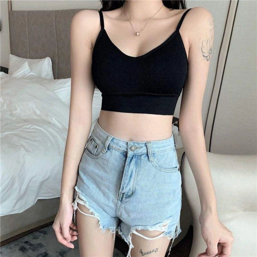 New Fashionable Multi functional Deep V-neck Sexy Short Top Tight Yoga Sports Bra Underwear Casual Spicy Girl Style Tank Top
