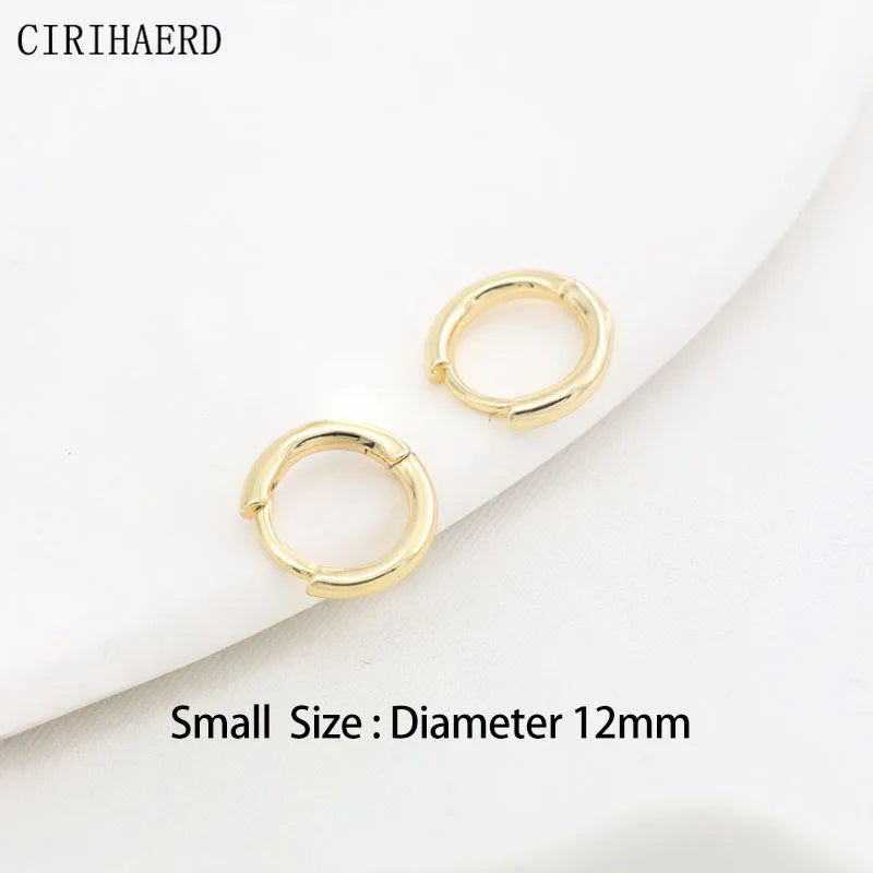 Simple Women's Round Earrings 14K Gold Plated Brass Small Hoop Earring Clasps Earring Pendant Connector Party Gift Wholesale