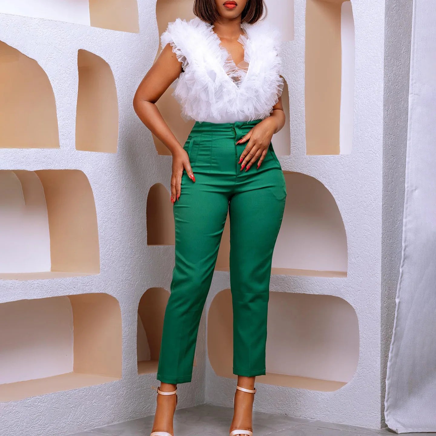 Work Pants for Women Office Elegant High Waisted Solid Skinny African Ladies Fashion Business Work Pencil Pants Bottoms 2024 New