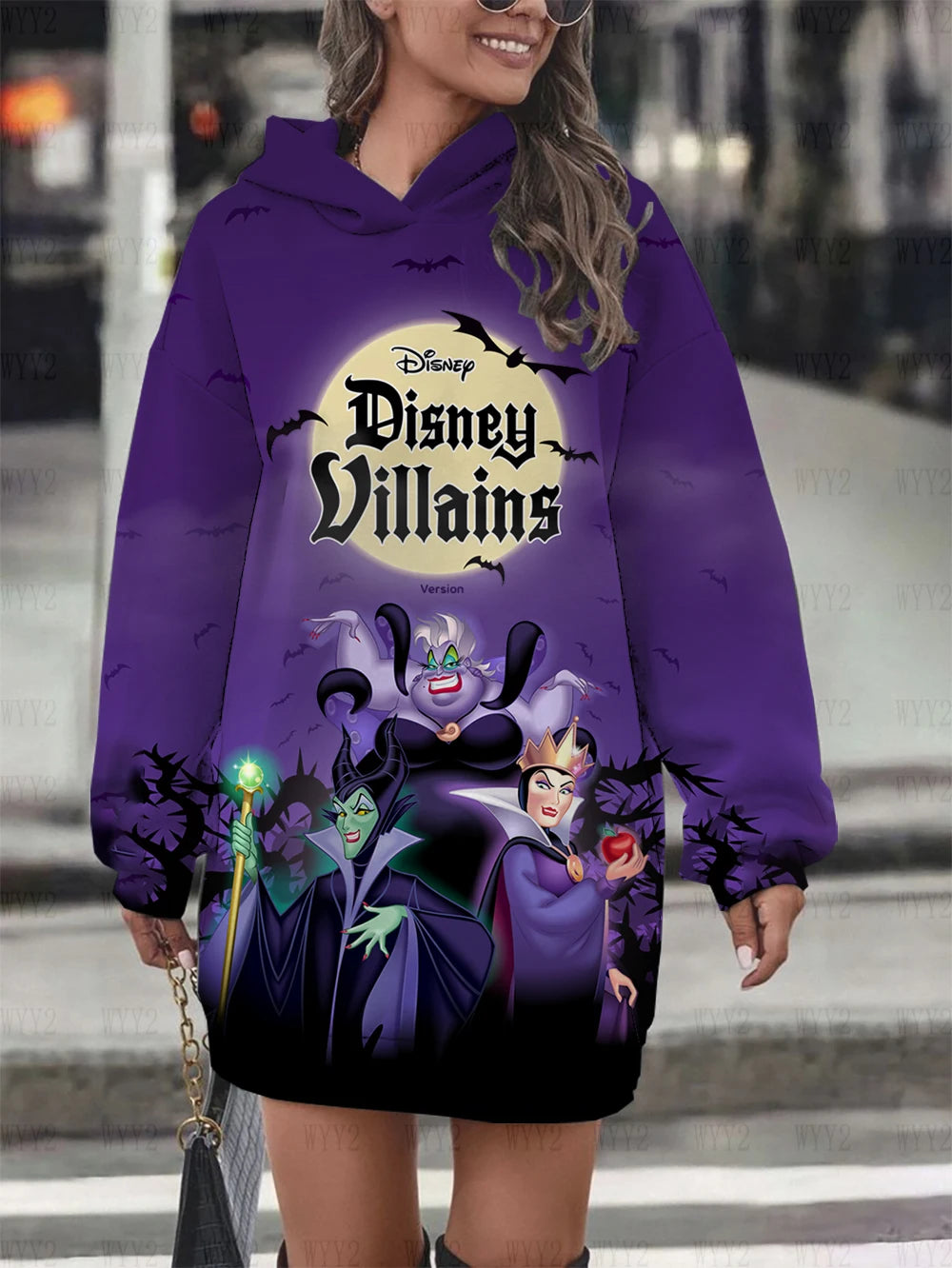 Winter New Hooded Sweater Dress Disney Series Sleeping Devil Women's Street Style Fashion Trend Warm Pullover Sweater Dress
