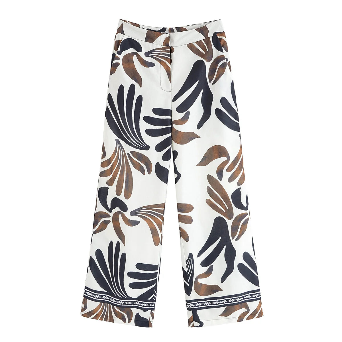 European and American style 2025 new print retro mid-waist wide-leg casual pants