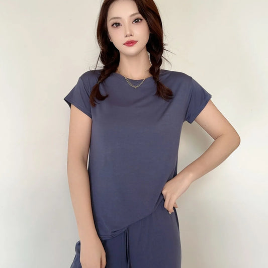 Plus size L to 6XL Modal O-Neck Tshirt Short Sleeves Solid color Slim Fit T-shirts summer women's tee tops all match
