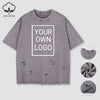 Customized The Logo DIY Pattern Cotton Washed Holes T Shirt Woman Oversize Y2K T-Shirt Summer Hip Hop Top All-Match Short Sleeve