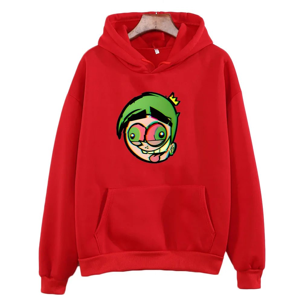 Japanese Anime Hooded Fairly OddParents Anime Print Harajuku Kawaii Sweatshirt With Pocket Cute Clothes Moletom Fleece Pullovers