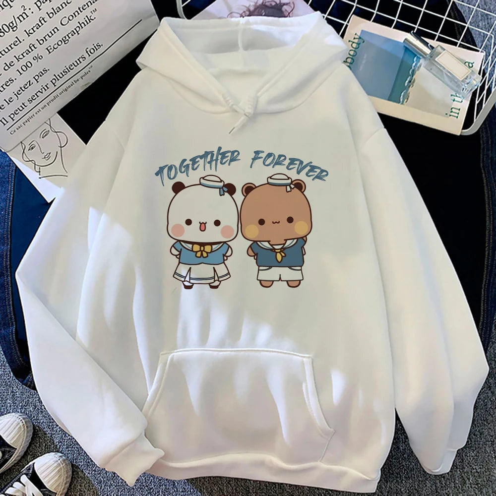 Men Women Aesthetic Trendy Hoodies Bubu Dudu Bear Graphic Printed Hooded Plus Size Pullover Unisex Prevalent Fashion Sweatshirt