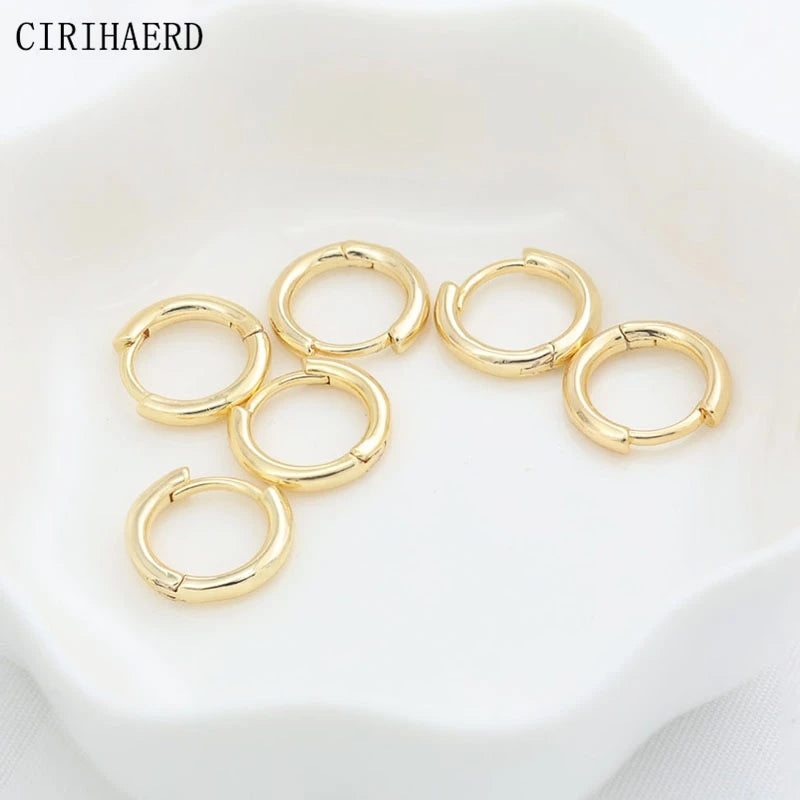 Simple Women's Round Earrings 14K Gold Plated Brass Small Hoop Earring Clasps Earring Pendant Connector Party Gift Wholesale