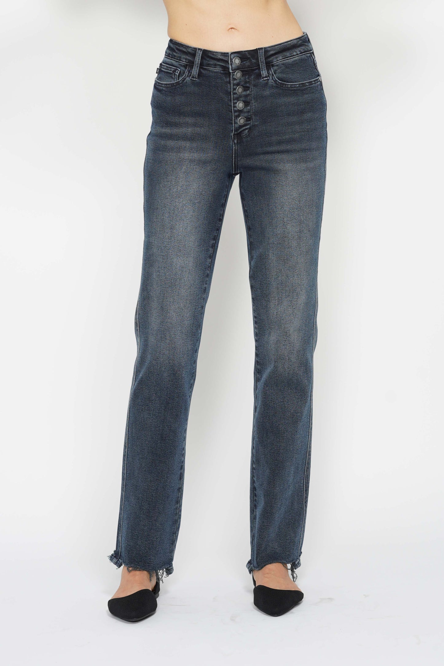 Judy Blue Jeans (NP) - High Rise Button Fly Hem Distressed