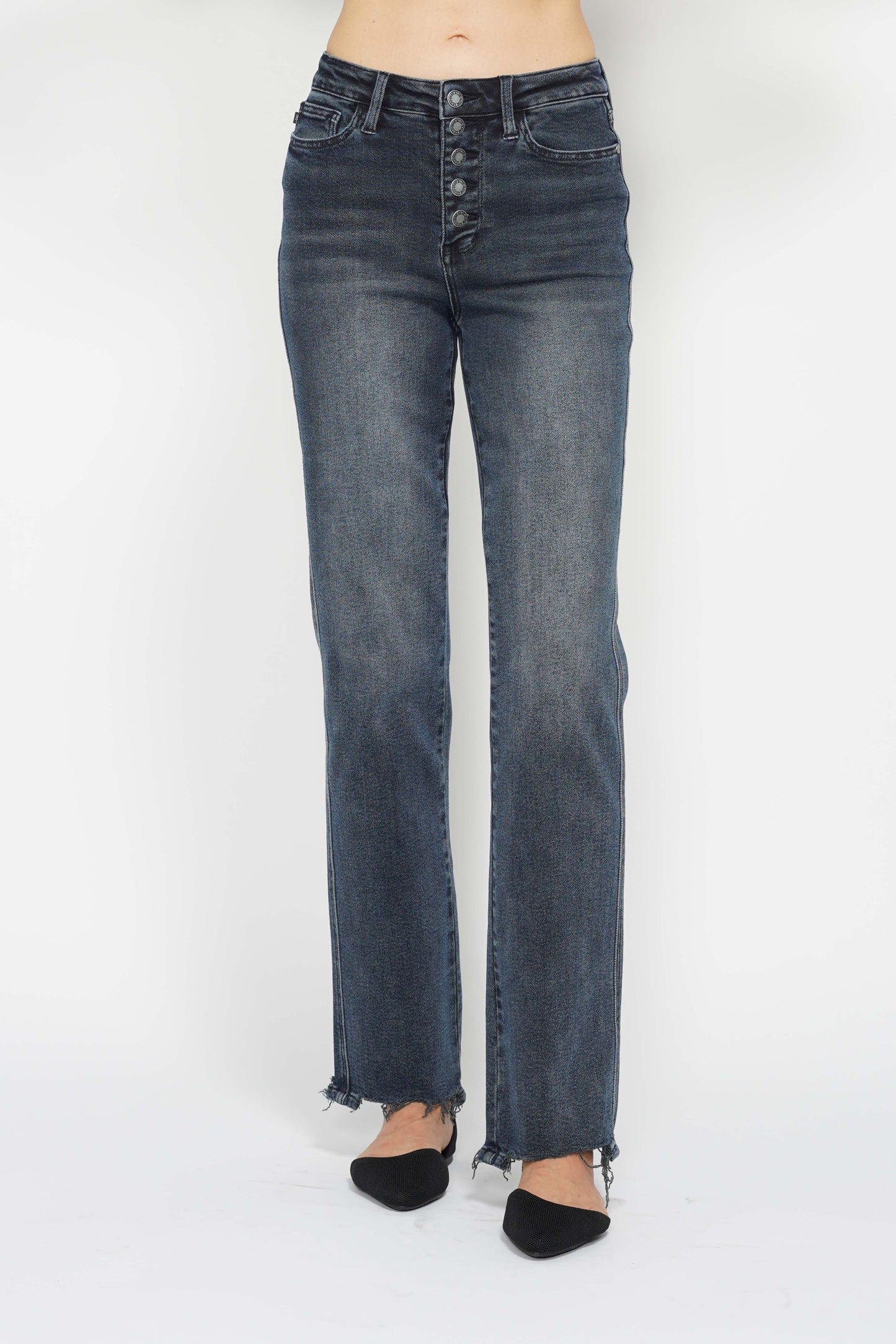 Judy Blue Jeans (NP) - High Rise Button Fly Hem Distressed