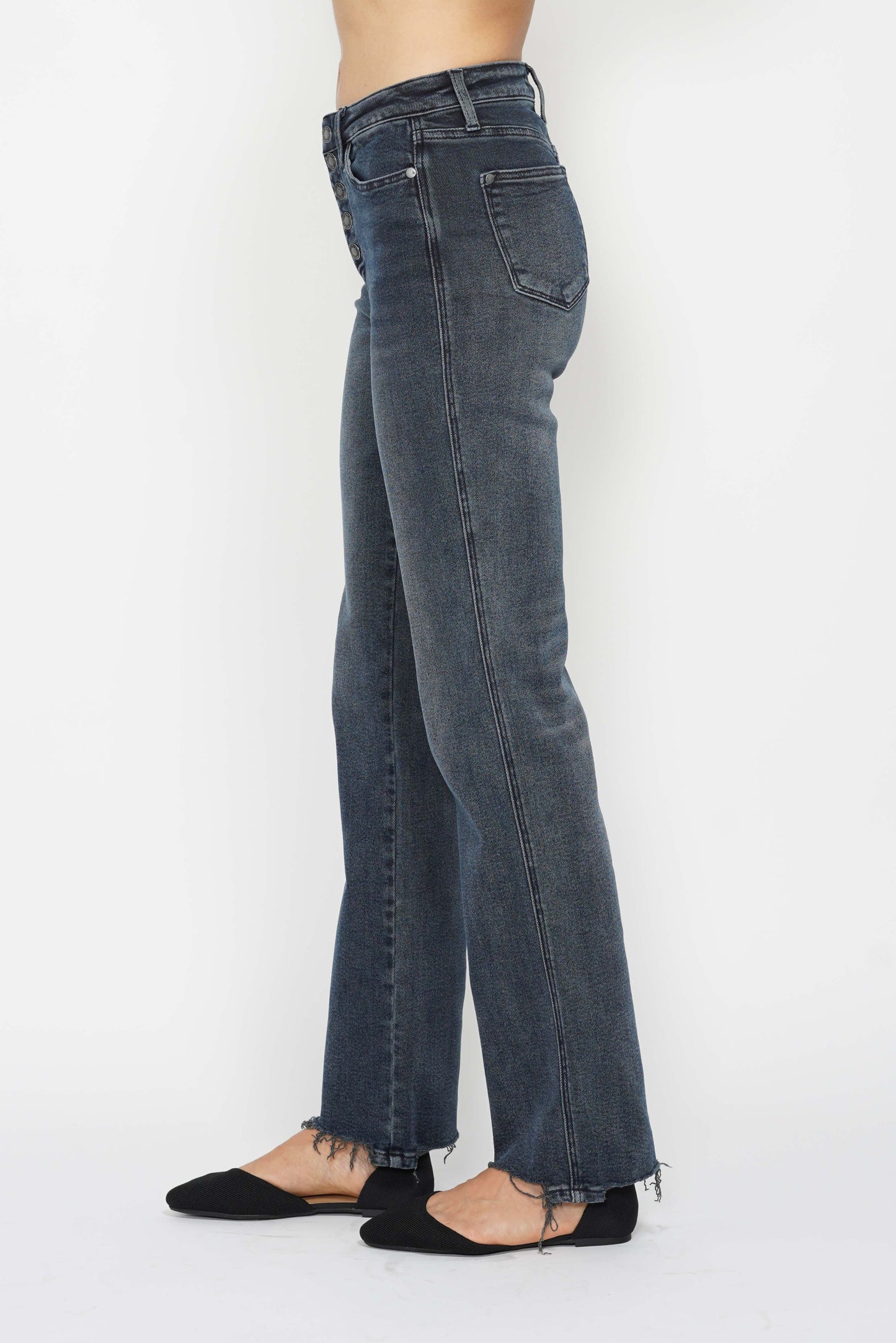 Judy Blue Jeans (NP) - High Rise Button Fly Hem Distressed