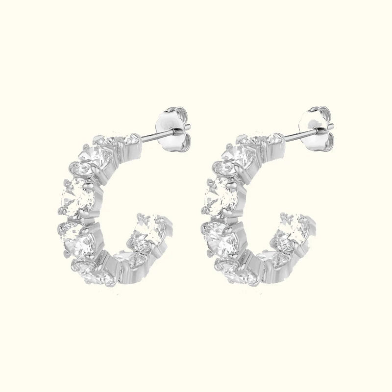 Crmya Hiphop Hoop Earring for Women Yellow Gold Color Zircon cuff Hoop Earrings Fashion Women 2024 Jewelry Accessories Wholesale