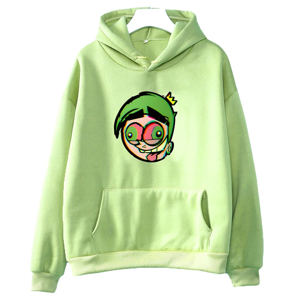 Japanese Anime Hooded Fairly OddParents Anime Print Harajuku Kawaii Sweatshirt With Pocket Cute Clothes Moletom Fleece Pullovers