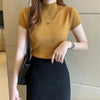 Fashion Woman Blouses Short Sleeve Summer Tops Blouse Women Turtleneck Knitted Blouse Shirt Women Tops Blouses