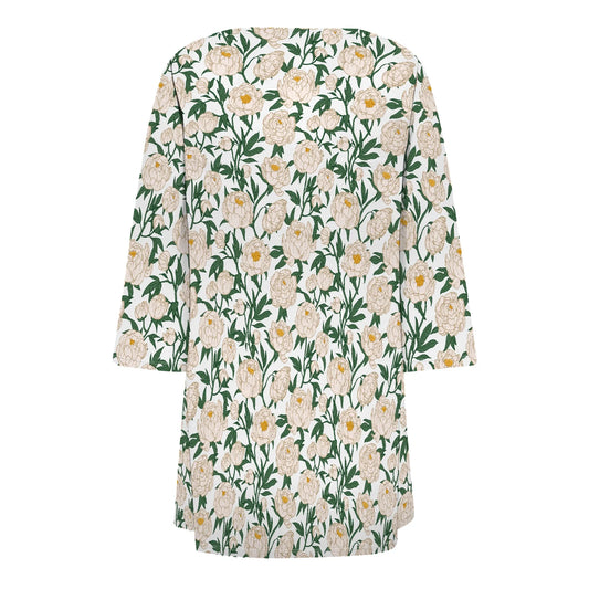 Women's Lightweight Floral Print Half Sleeve Blouse Shirts Thin Coat Cardigan Girly Cute for Outdoor with Pocket